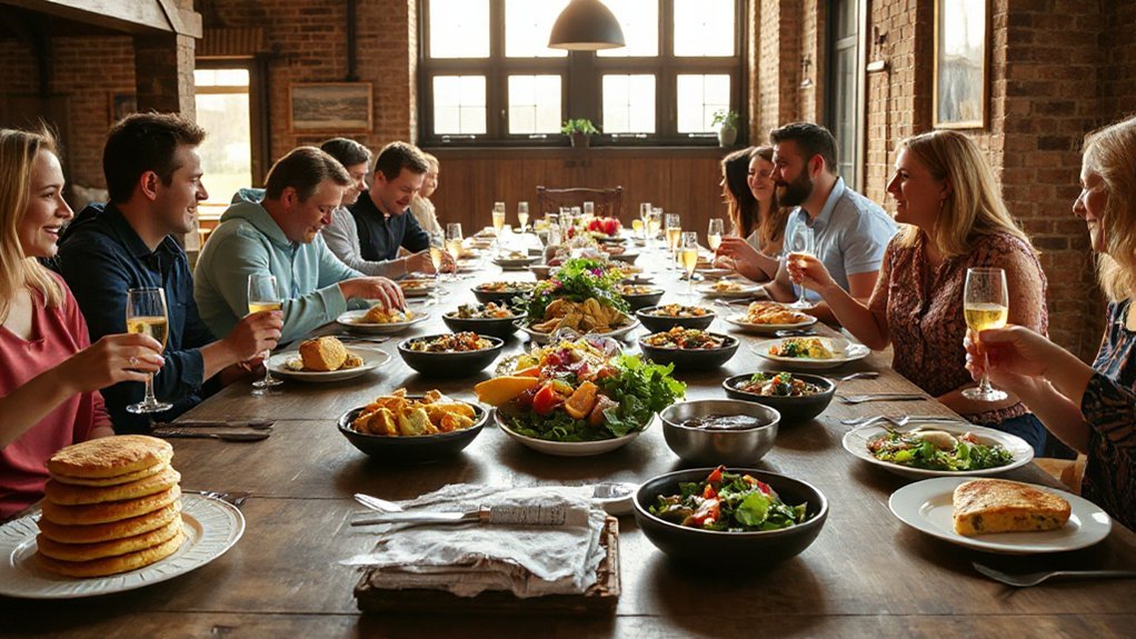 communal wooden tables kid friendly