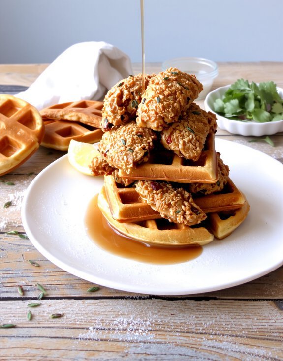 crispy plant based chicken waffles