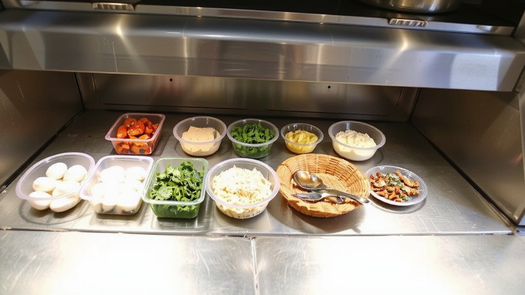 ergonomic organized omelet station