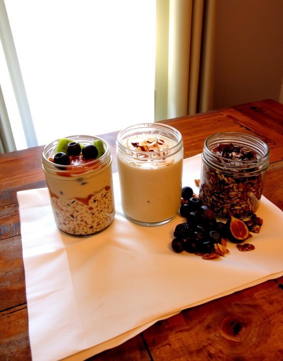 No-Cook Brunch Ideas for Hot Summer Days overnight oats chia muesli jars