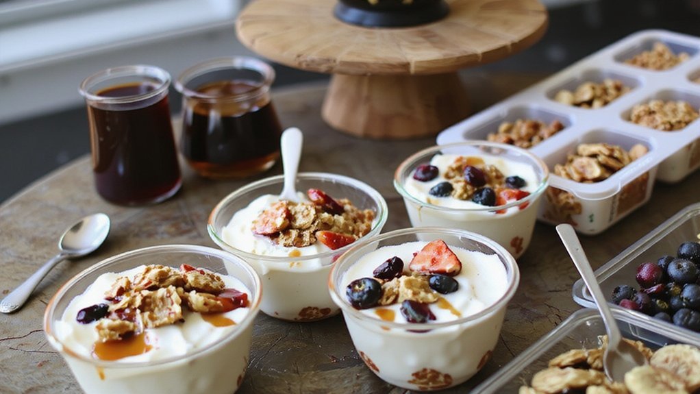 Greek Yogurt Parfait Bar: Build Your Own Healthy Brunch Station portioned refrigerated sanitary flow