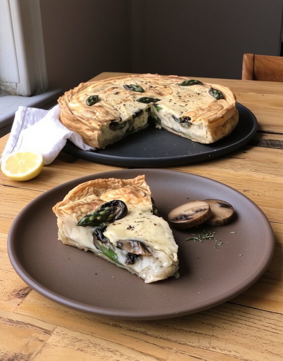vegan asparagus mushroom quiche