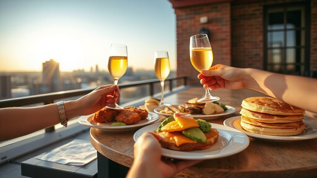 brunch with friends and mimosas