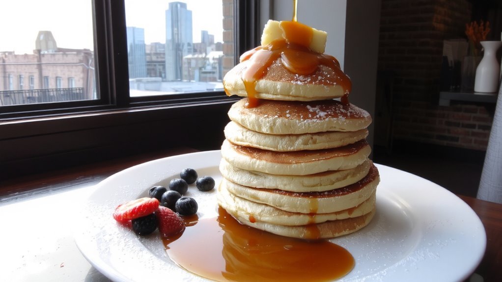 fluffy pancakes with syrup